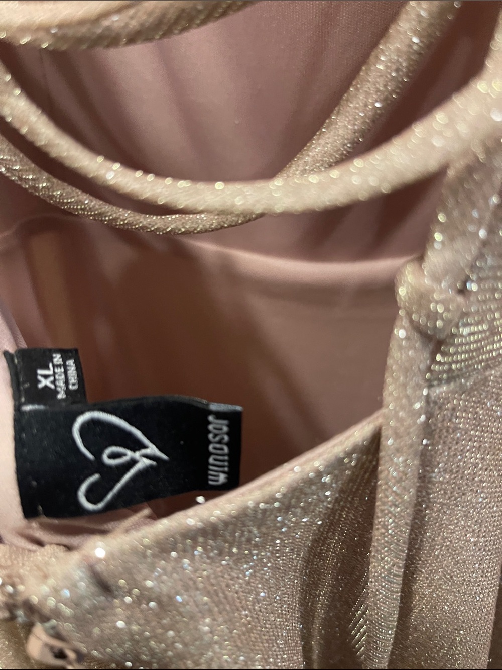 Windsor Sparkling Blush Pink V-Neck Prom Gown - Picture 8 of 8